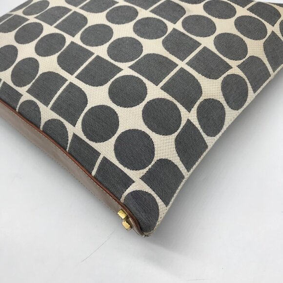 Kate Spade Gray Canvas Vintage Geometric Print Shoulder Bag - Picture 8 of 11